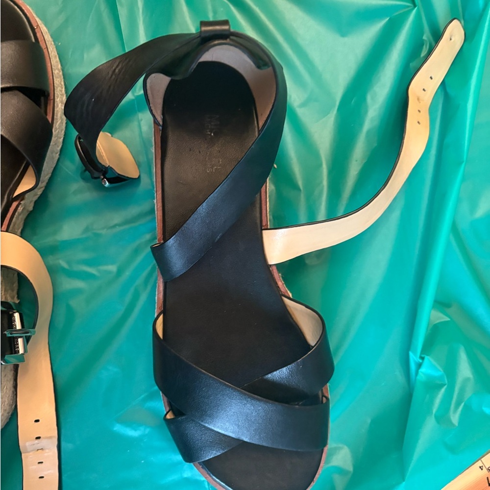 Michael Kors Black and Tan Espadrille Sandals